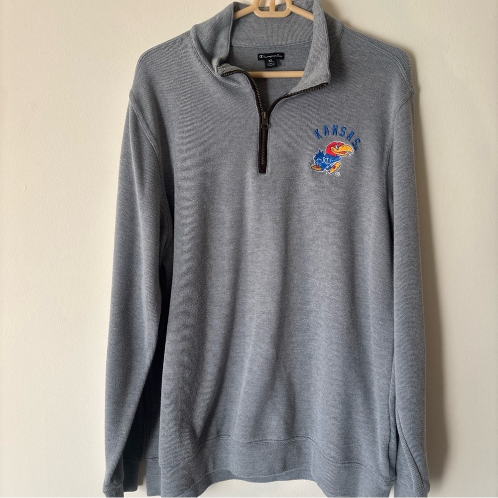 Champion Gray Kansas Jayhawks  Zip-Up Sweater
